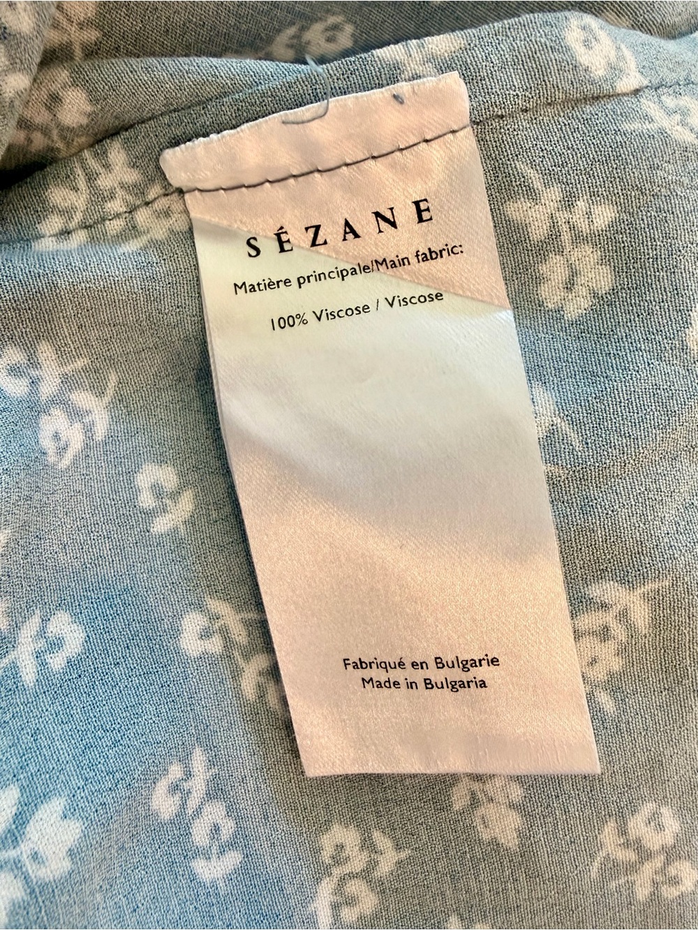 Sezane Pomme Blue and White Floral Tie-Front Ruffle Blouse. Size 34FR/2 US - Picture 10 of 11